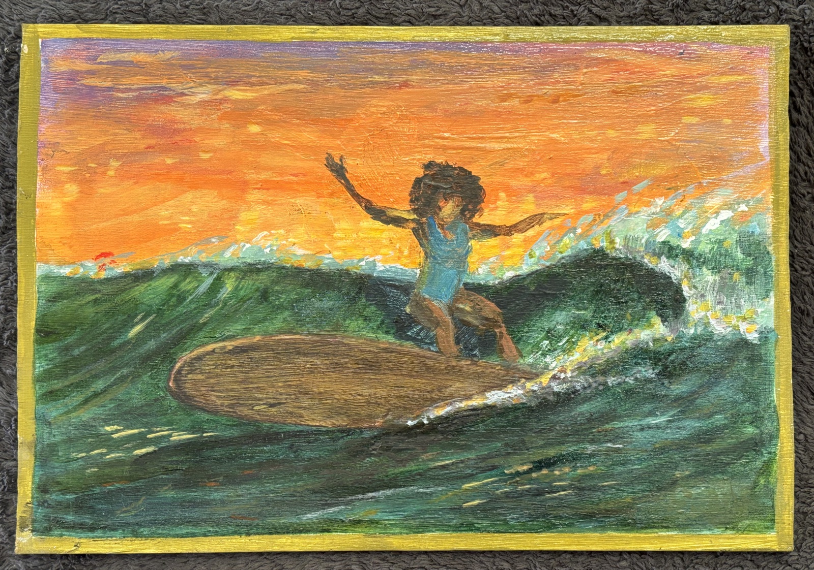 Longboard Carve — acrylic on wood